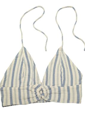 Timing Blue and Cream Smocked Top